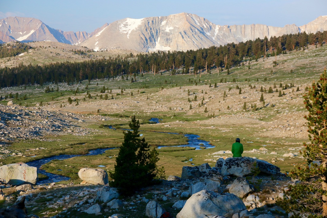 A Muir Wise student contemplates Sequoia National Park on his way back to Golden Trout Camp